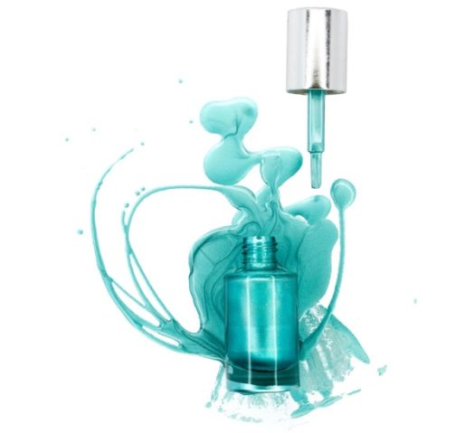 Teal nail polish bottle